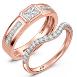 Photo of Renata 7/8 ct tw. Lab Grown Diamond Wedding Band Set 14K Rose Gold [WB2440R]