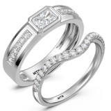 Photo of Renata 7/8 ct tw. Lab Grown Diamond Wedding Band Set 10K White Gold [WB2440W]