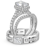Photo of Renata 3 5/8 ct tw. Lab Grown Diamond Radiant Solitaire Trio Set 14K White Gold [BT2440W-Z195]