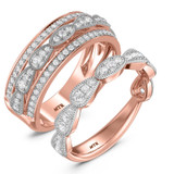 Photo of Fiora 3/4 ct tw. Lab Grown Diamond Wedding Band Set 10K Rose Gold [WB2450R]