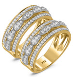 Photo of Fiora 1 1/7 ct tw. Lab Grown Diamond Same Sex Mens Band Set 14K Yellow Gold [WM2450Y]