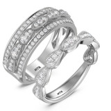 Photo of Fiora 3/4 ct tw. Lab Grown Diamond Wedding Band Set 14K White Gold [WB2450W]