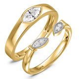 Photo of Mirella 3/4 ct tw. Lab Grown Diamond Wedding Band Set 14K Yellow Gold [WB2449Y]