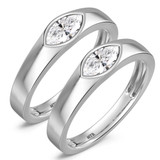 Photo of Mirella 1 1/2 ct tw. Lab Grown Diamond Same Sex Mens Band Set 14K White Gold [WM2449W]