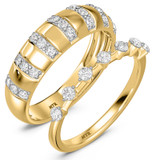 Photo of Elida 3/4 ct tw. Lab Grown Diamond Wedding Band Set 14K Yellow Gold [WB2448Y]