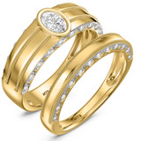 Photo of Palmona 3/4 ct tw. Lab Grown Diamond Wedding Band Set 14K Yellow Gold [WB2447Y]
