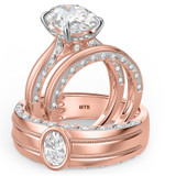 Photo of Palmona 5 ct tw. Lab Grown Diamond Oval Solitaire Trio Set 10K Rose Gold [BT2447R-I495]
