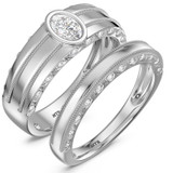 Photo of Palmona 3/4 ct tw. Lab Grown Diamond Wedding Band Set 10K White Gold [WB2447W]