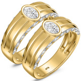 Photo of Palmona 1 1/3 ct tw. Lab Grown Diamond Same Sex Mens Band Set 14K Yellow Gold [WM2447Y]