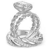 Photo of Palmina 5 3/4 ct tw. Lab Grown Diamond Emerald Solitaire Trio Set 14K White Gold [BT2446W-N495]