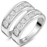 Photo of Gretta 2 1/10 ct tw. Lab Grown Diamond Same Sex Mens Band Set 10K White Gold [WM2433W]
