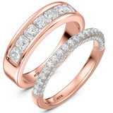 Photo of Zola 1 1/2 ct tw. Lab Grown Diamond Wedding Band Set 14K Rose Gold [WB2436R]