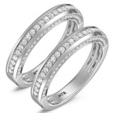 Photo of Siena 1 1/5 ct tw. Lab Grown Diamond Same Sex Mens Band Set 14K White Gold [WM2443W]