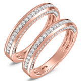 Photo of Siena 1 1/5 ct tw. Lab Grown Diamond Same Sex Mens Band Set 10K Rose Gold [WM2443R]