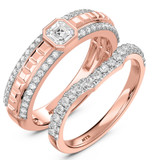 Photo of Perla 1 ct tw. Lab Grown Diamond Wedding Band Set 14K Rose Gold [WB2442R]