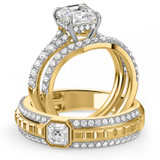 Photo of Perla 3 3/8 ct tw. Lab Grown Diamond Asscher Solitaire Trio Set 14K Yellow Gold [BT2442Y-Y195]