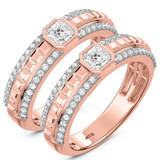 Photo of Perla 1 1/2 ct tw. Lab Grown Diamond Same Sex Mens Band Set 10K Rose Gold [WM2442R]