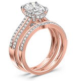 Photo of Dino 2 1/2 ct tw. Lab Grown Diamond Oval Solitaire Bridal Set 10K Rose Gold [BR2438R-I195]