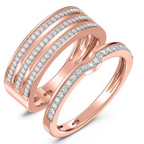 Photo of Dino 1/2 ct tw. Lab Grown Diamond Wedding Band Set 10K Rose Gold [WB2438R]