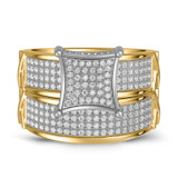 Photo of Affinity 3/4 ct tw. Lab Grown Diamond Fancy Cluster Bridal Set 10K Yellow Gold [BR2466Y-C034]