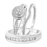 Photo of Sinead 3/4 ct tw. Lab Grown Diamond Round Cluster Trio Set 10K White Gold [BT2469W-C000]