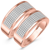Photo of Valentina 3/4 ct tw. Lab Grown Diamond Same Sex Mens Band Set 10K Rose Gold [WM2457R]