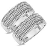 Photo of Jia 3/4 ct tw. Lab Grown Diamond Same Sex Mens Band Set 10K White Gold [WM2461W]