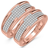 Photo of Affy 2/3 ct tw. Lab Grown Diamond Same Sex Ladies Band Set 14K Rose Gold [WL2465R]