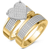 Photo of Valentina 5/8 ct tw. Lab Grown Diamond Heart Cluster Bridal Set 10K Yellow Gold [BR2457Y-C035]