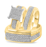 Photo of Winsome 2/3 ct tw. Lab Grown Diamond Princess Cluster Trio Set 10K Yellow Gold [BT2452Y-C032]
