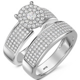 Photo of Collins 7/8 ct tw. Lab Grown Diamond Round Cluster Bridal Set 10K White Gold [BR2458W-C036]