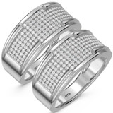Photo of Affy 1 ct tw. Lab Grown Diamond Same Sex Mens Band Set 14K White Gold [WM2465W]