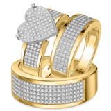 Photo of Valentina 1 ct tw. Lab Grown Diamond Heart Cluster Trio Set 10K Yellow Gold [BT2457Y-C035]