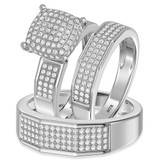 Photo of Enamor 1 ct tw. Lab Grown Diamond Princess Cluster Trio Set 10K White Gold [BT2454W-C029]