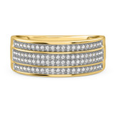 Photo of Jia 1/2 ct tw. Lab Grown Diamond Wedding Band Set 10K Yellow Gold [BT2461YM]
