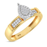 Photo of Omella 1/10 ct tw. Lab Grown Diamond Pear Cluster Engagement Ring 14K Yellow Gold [BT2487YE-C000]