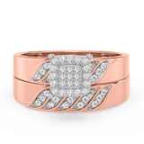 Photo of Isidor 1/5 ct tw. Lab Grown Diamond Cushion Cluster Bridal Set 10K Rose [BR2482R-C000]