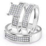 Photo of Omella 1/4 ct tw. Lab Grown Diamond Princess Cluster Trio Set 10K White [BT2485W-C000]