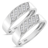 Photo of Isidor 1/8 ct tw. Lab Grown Diamond Same Sex Mens Band Set 10K White [WM2482W]