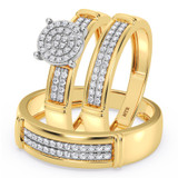 Photo of Omella 1/3 ct tw. Lab Grown Diamond Round Cluster Trio Set 14K Yellow [BT2489Y-C000]