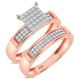 Photo of Omella 1/5 ct tw. Lab Grown Diamond Princess Cluster Bridal Set 10K Rose [BR2485R-C000]