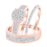 Photo of Otto 3/4 ct tw. Lab Grown Diamond Round Cluster Trio Set 10K Rose [BT2490R-C000]