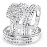 Photo of Ortwin 1/2 ct tw. Lab Grown Diamond Cushion Cluster Trio Set 10K White [BT2481W-C000]