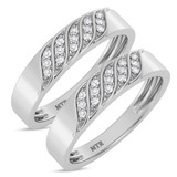 Photo of Isidor 1/8 ct tw. Lab Grown Diamond Same Sex Ladies Band Set 10K White [WL2482W]