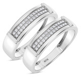 Photo of Omella 1/5 ct tw. Lab Grown Diamond Same Sex Mens Band Set 10K White [WM2485W]