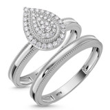 Photo of Hansel 1/7 ct tw. Lab Grown Diamond Pear Cluster Bridal Set 10K White [BR2478W-C000]
