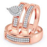 Photo of Omella 1/4 ct tw. Lab Grown Diamond Pear Cluster Trio Set 10K Rose [BT2487R-C000]