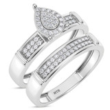 Photo of Omella 1/5 ct tw. Lab Grown Diamond Pear Cluster Bridal Set 14K White [BR2487W-C000]