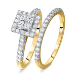 Photo of Piper 3/4 ct tw. Lab Grown Diamond Princess Cluster Bridal Set 10K Yellow [BR2518Y-C000]