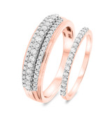 Photo of Reverent 3/4 ct tw. Lab Grown Diamond Wedding Band Set 10K Rose [WB2528R]